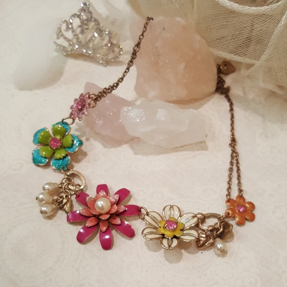 Jewelry - Pink Blue White Flower Necklace Jewelry - Pink Blue White Flower Necklace